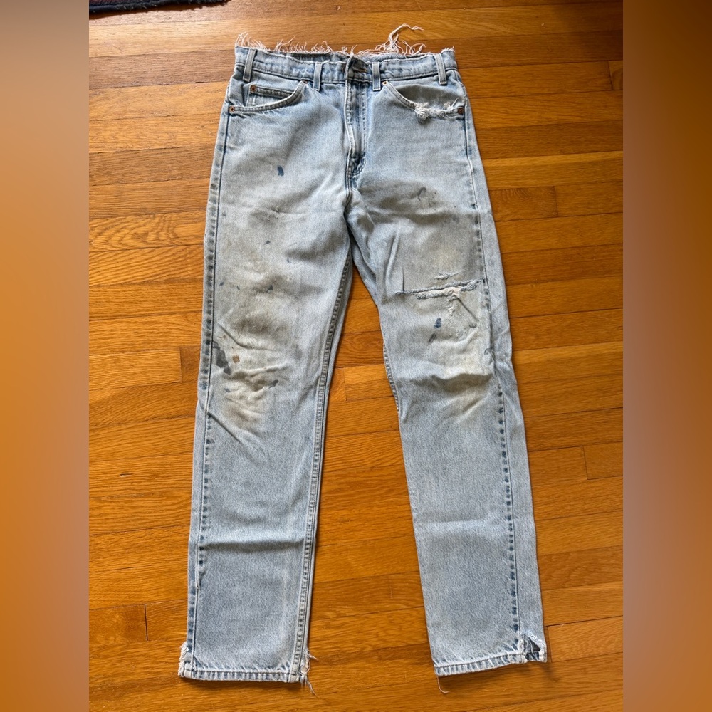 Levi's Light Blue Slim Straight Distressed Jeans